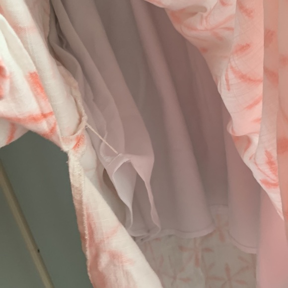 Loft size large coral and white maxi skirt with slits on the side - Picture 6 of 6